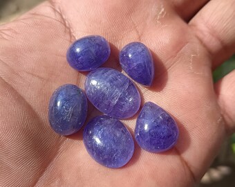 タンザナイト カボション、ルース ジェムストーン、滑らかな手作業で磨