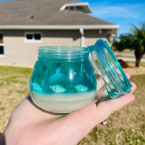 Resin Jar With Screw On Lid - Smoke Jar - Jewelry Jar - Coin Jar - Key Jar - Beach Theme - Girly Smoke Jar - Matching Ashtray - Gift For Her