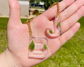 Handmade Greenery Resin Keychain - Back To School - Resin Keychain - Gift For Her - Gift For Him - Real Dried Leafs - Minimalist - Nature -