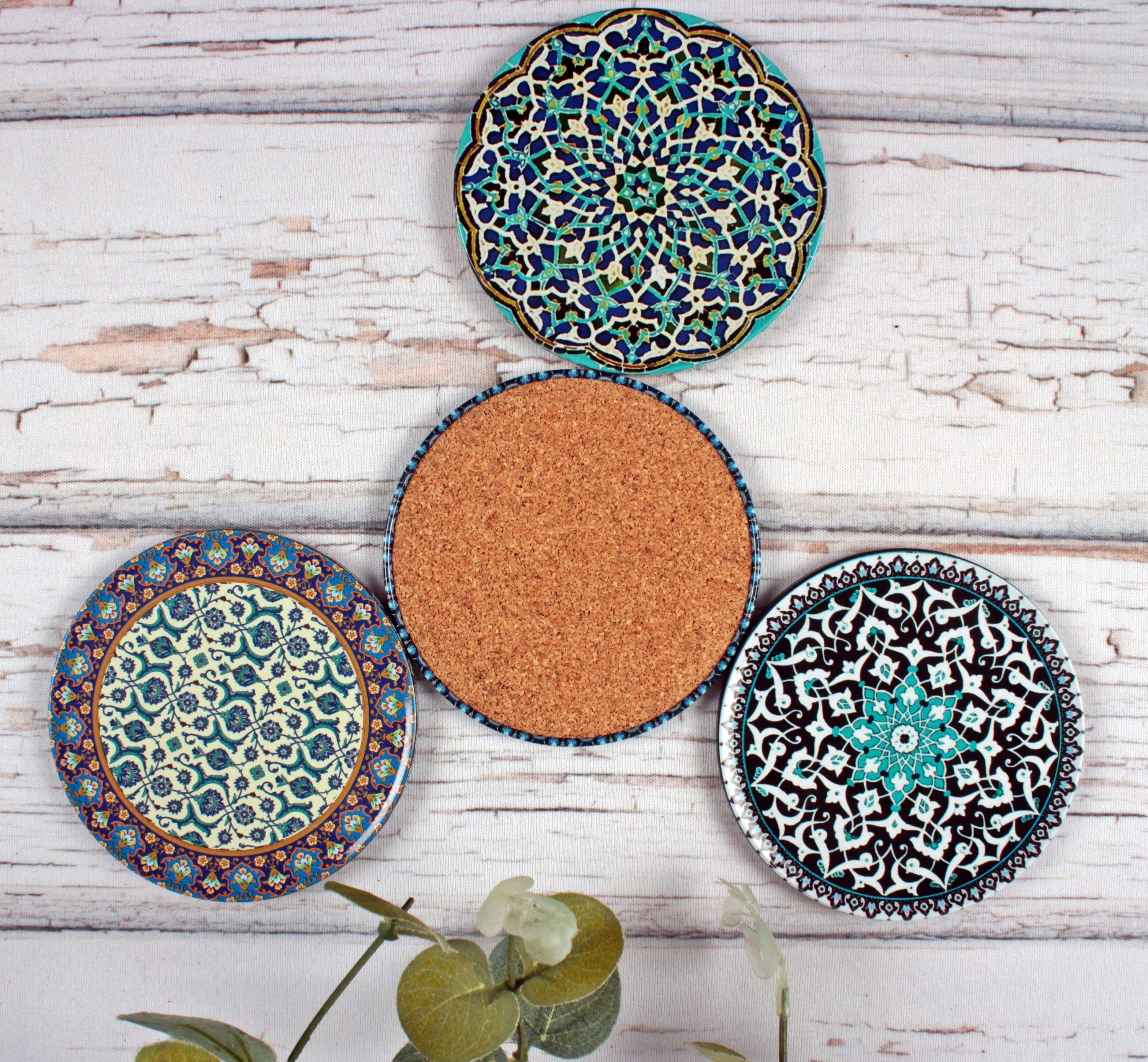 Mixed Turkish Coaster Set Decorative Cork Coasters Beer Etsy
