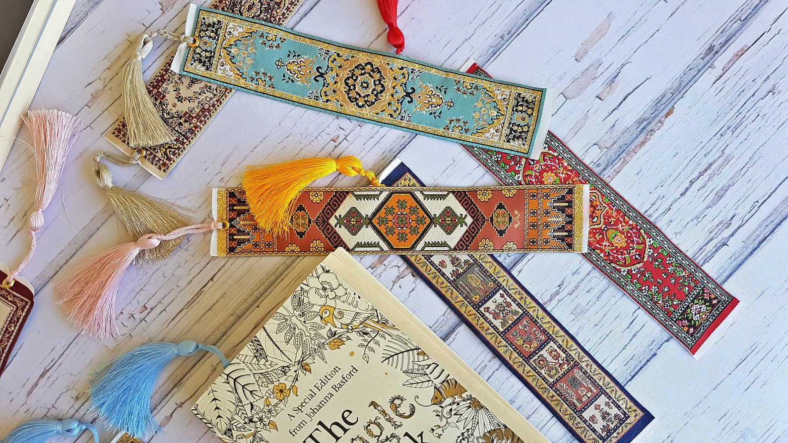 Woven Rug Bookmark Bookmark Set Bookmarks With Tassel Small Etsy