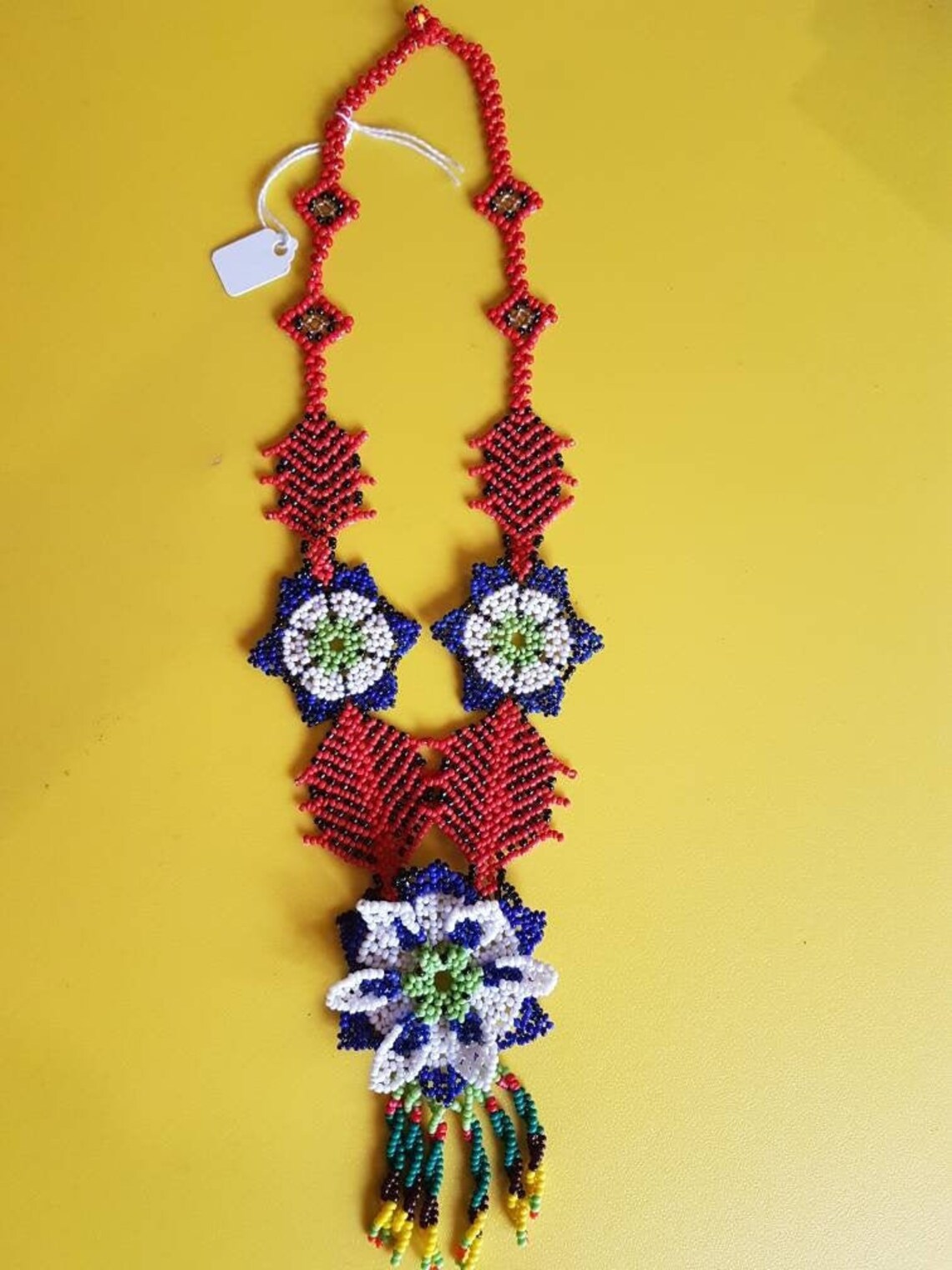 Beaded Floral Jungle Necklace Brazilian Rainforest Tribe Etsy UK