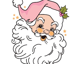 Vintage Pink Christmas Vibes Funny Pink Santa Claus Png, Pink Santa Claus Png, Christmas Vibes Png, Sublimation, Instant Download