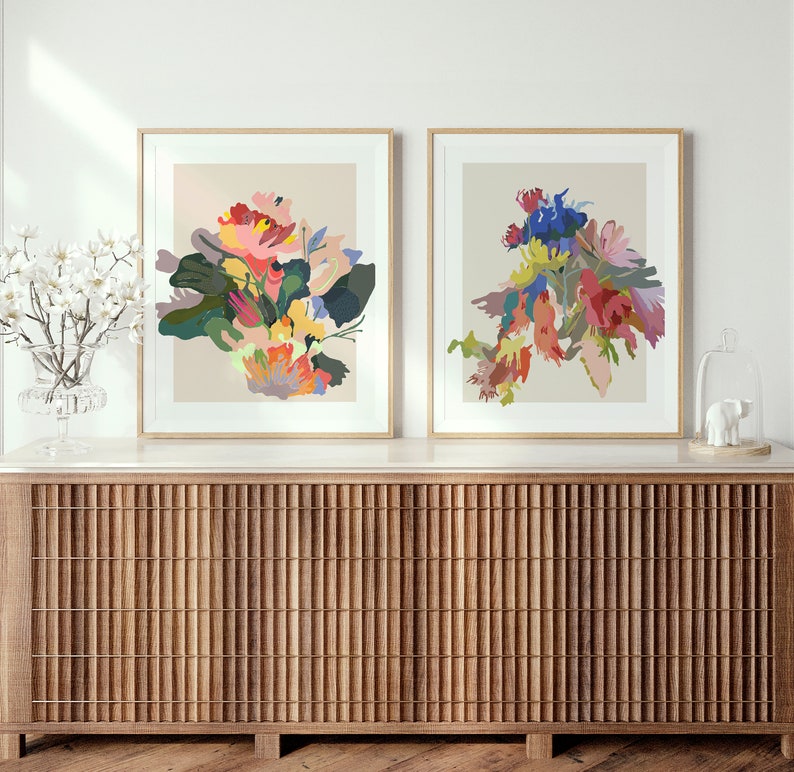 Botanical wall art Set of 2 printable wall art natural wall Etsy