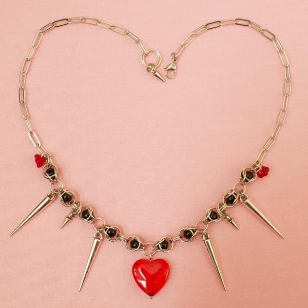 Gothic Red Rose Cameo In Thorns Pendant Necklace CT12B6XUH8V - Foto 9