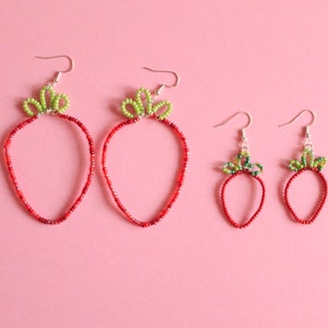 Wire Work Beaded Strawberry Earrings | strawberry earrings, fruit earrings, beaded earrings, Y2K handmade, gift for her, earrings for her