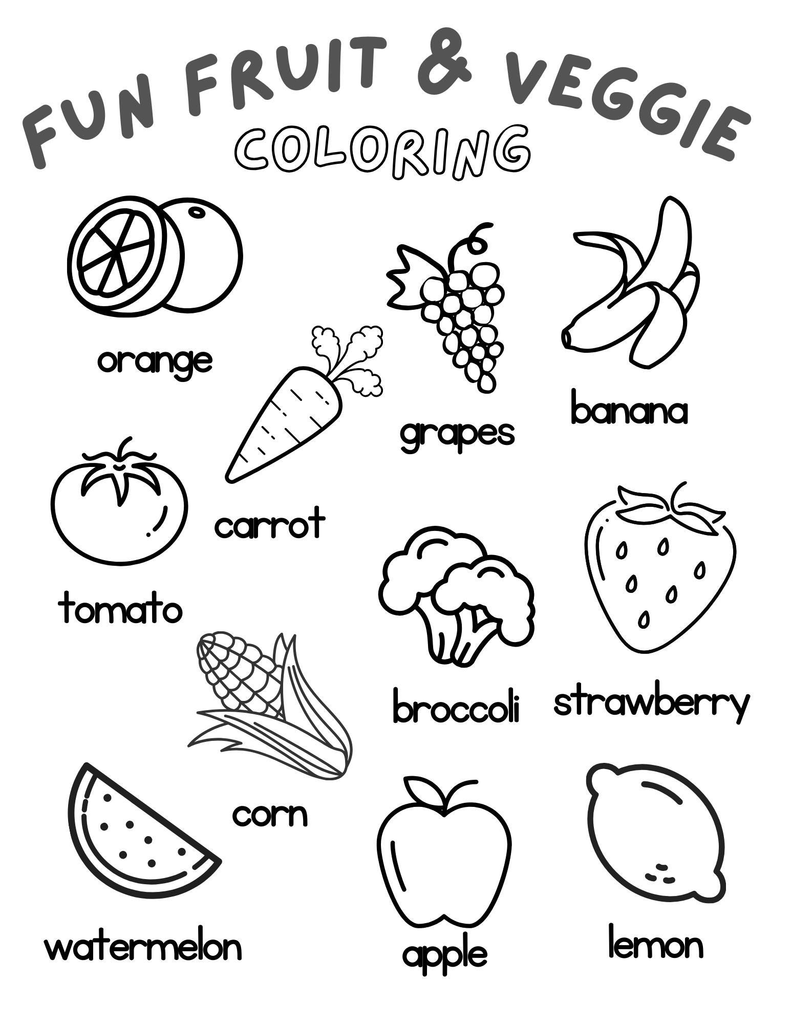 Printable Kids' Food & Nutrition Coloring Sheets Educational Fun