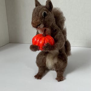 Needle Felted Squirrel 8” tall Fall Decoration