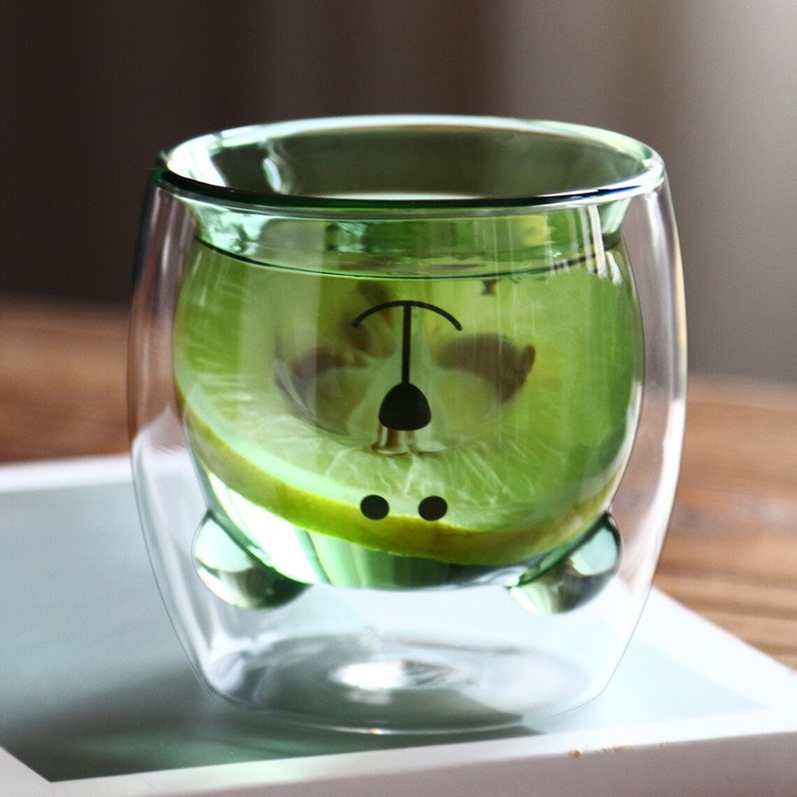 Creative Cute Bear Coffee Mugs Double Glass Cup Animal Etsy