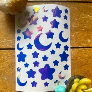 Feuille d'autocollants Lune et étoiles | JOURNALISATION | SCRAPBOOKING | AGENDA | kawaii | décalcomanies