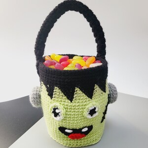 Frankenstein crochet trick or treat basket