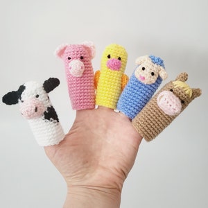 Crochet Farm animal finger puppets pattern