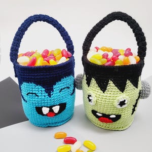 pattern bundle Vampire and Frankenstein trick or treat baskets