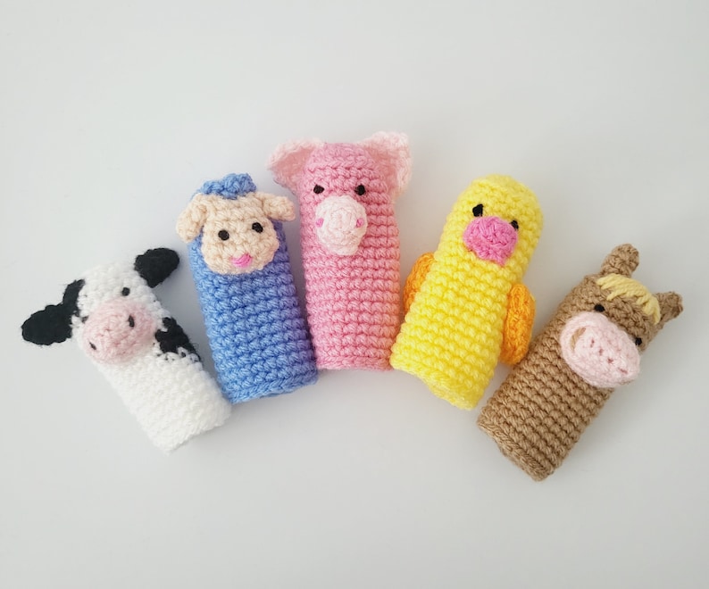 Crochet Farm Animal Finger Puppets Pattern Etsy