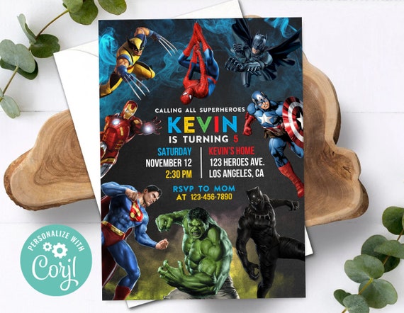 Avengers Birthday Invitation Boy Editable Template Calling All - Etsy