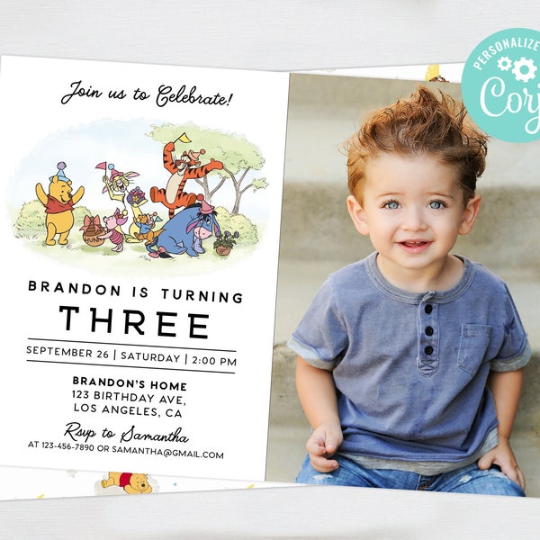 Printable Winnie the Pooh Birthday Invitation Etsy