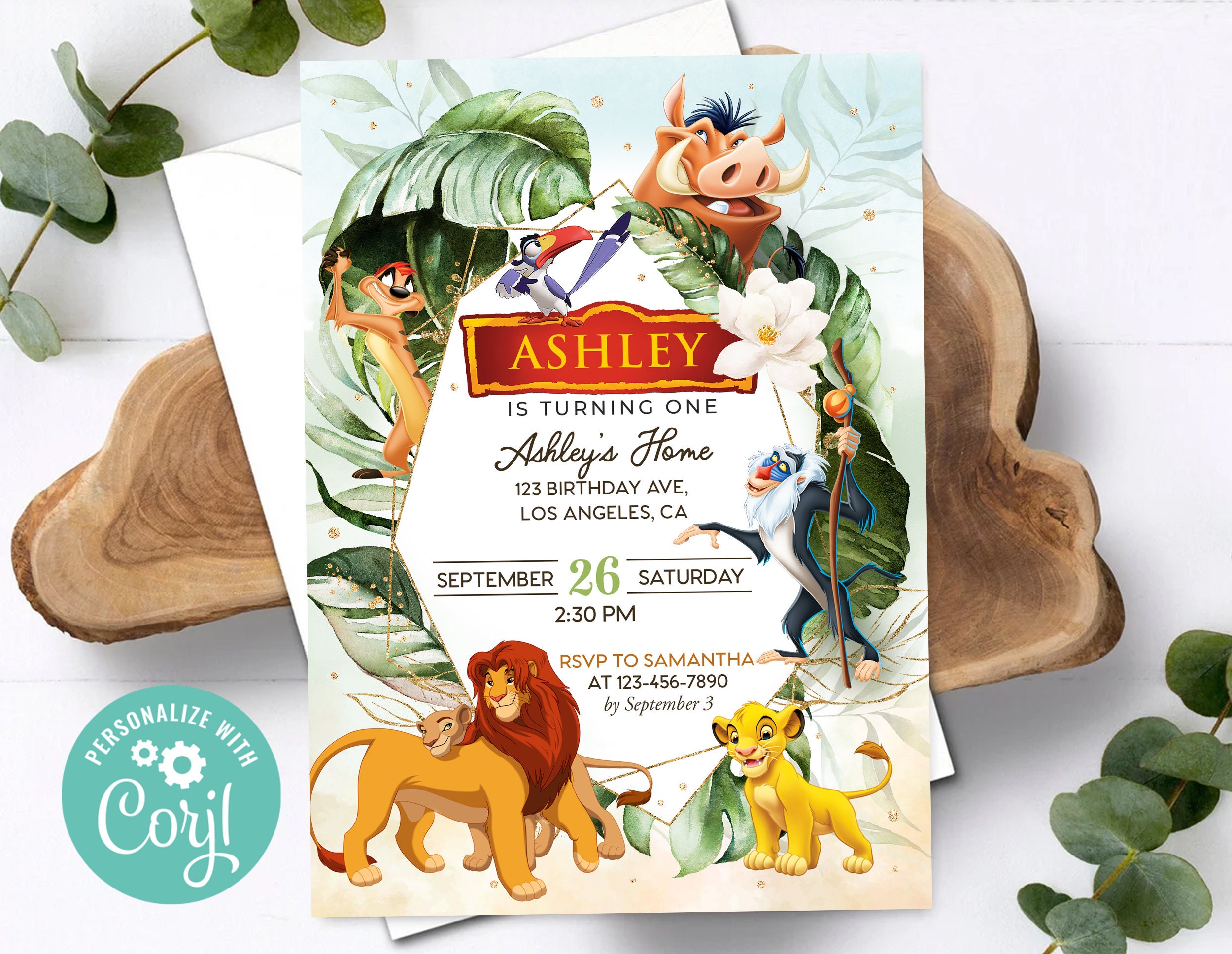 Lion King First Birthday Invitation Boy Hakuna Matata Simba Etsy Canada