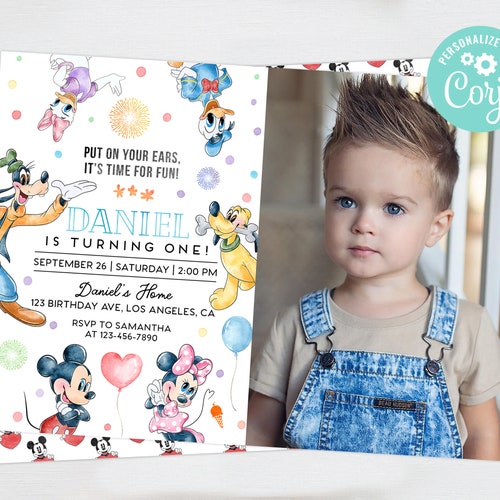 Mickey Mouse Clubhouse Birthday Invitation Boy Digital or Etsy