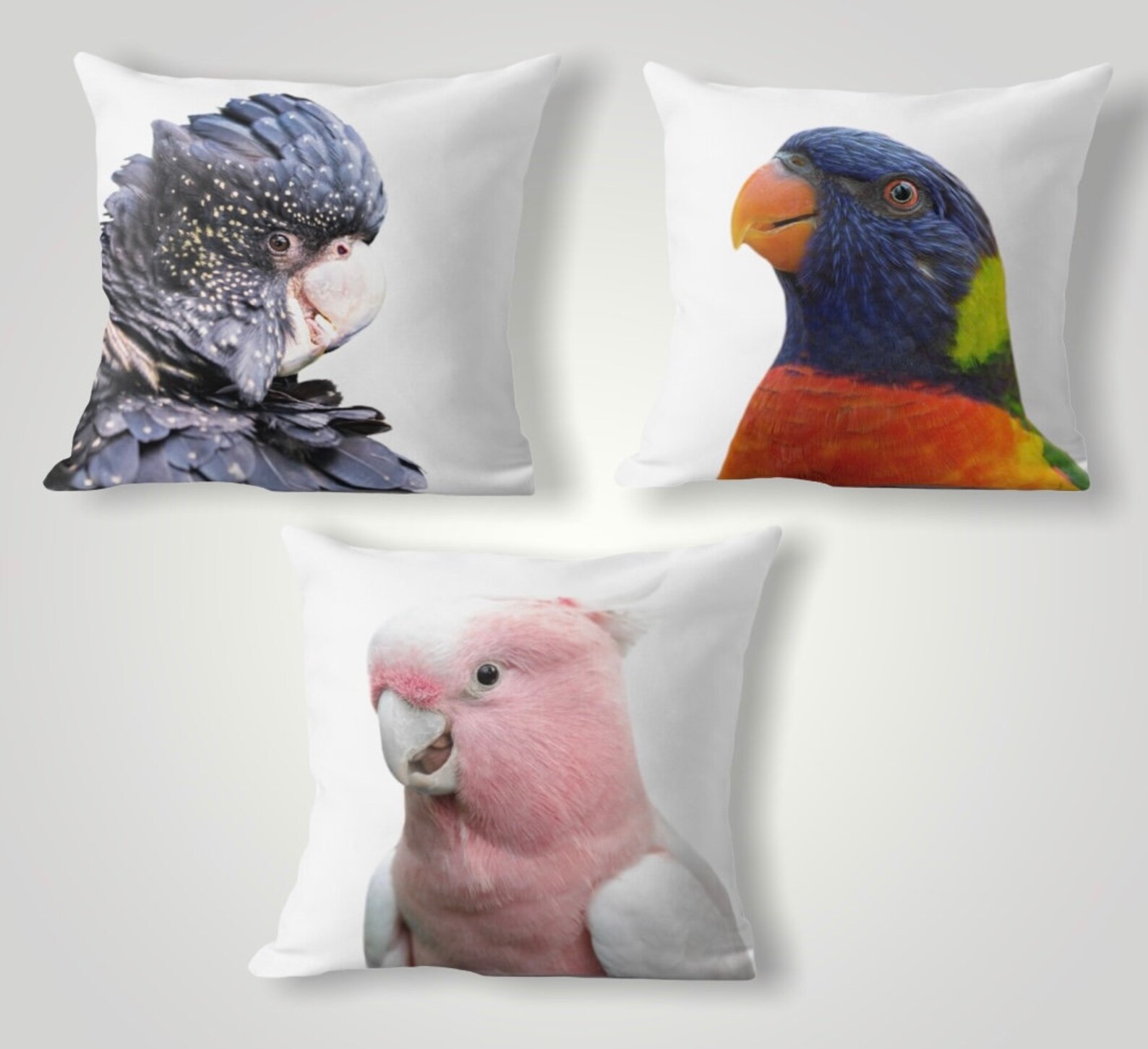 Set of 3 Australian Bird Cushion Covers Cockatoo Galah Etsy