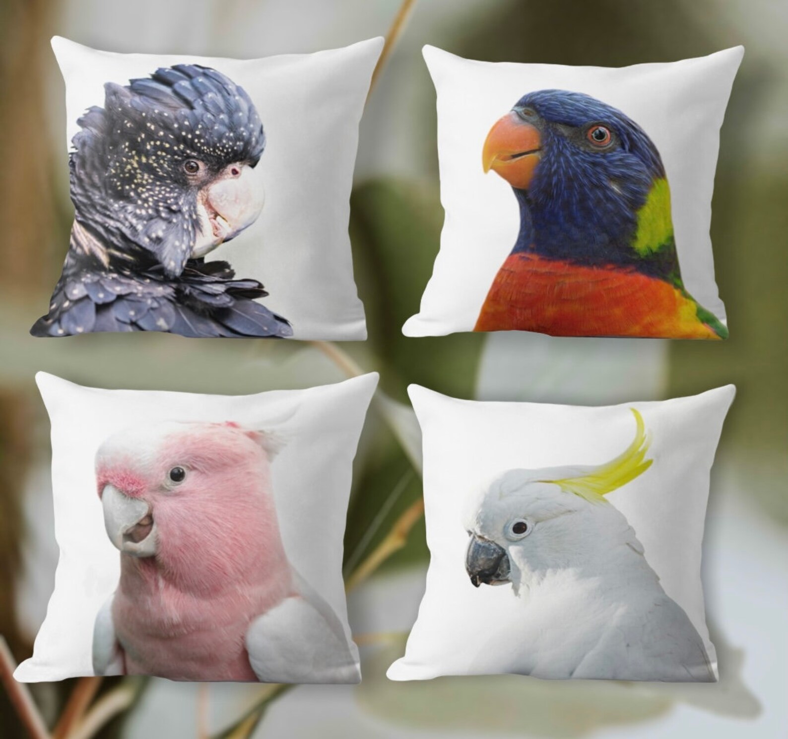 Set of 4 Australian Bird Cushion Covers Cockatoo Galah Etsy