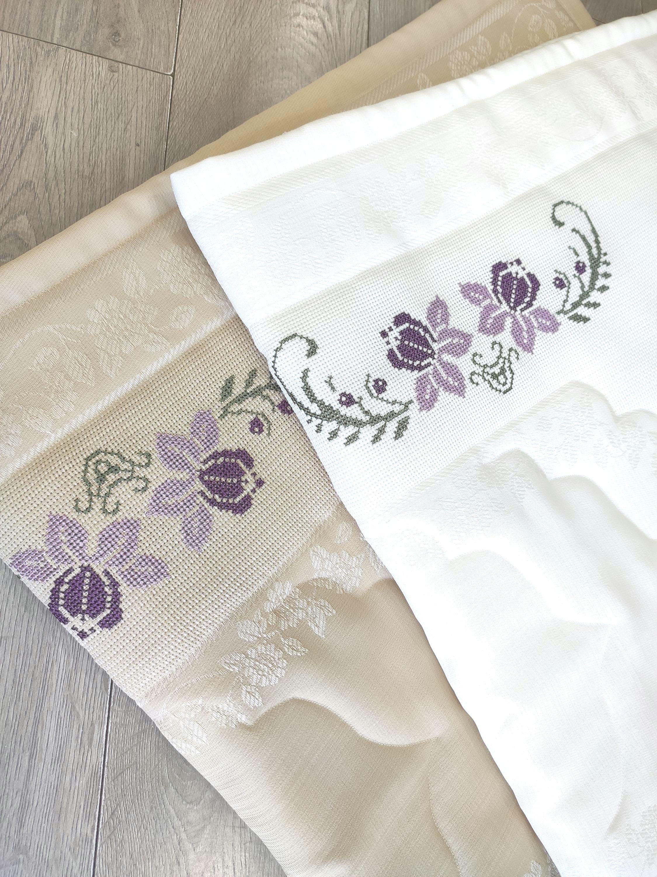 Cross-stitch Flower Embroidered Prayer Rugs, Lightly Padded Mat, Muslim ...