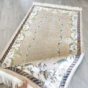 Chenille panel pattern prayer rug, Floral Mihrab Design, Non-slip, Müslim gifts, Prayer mat