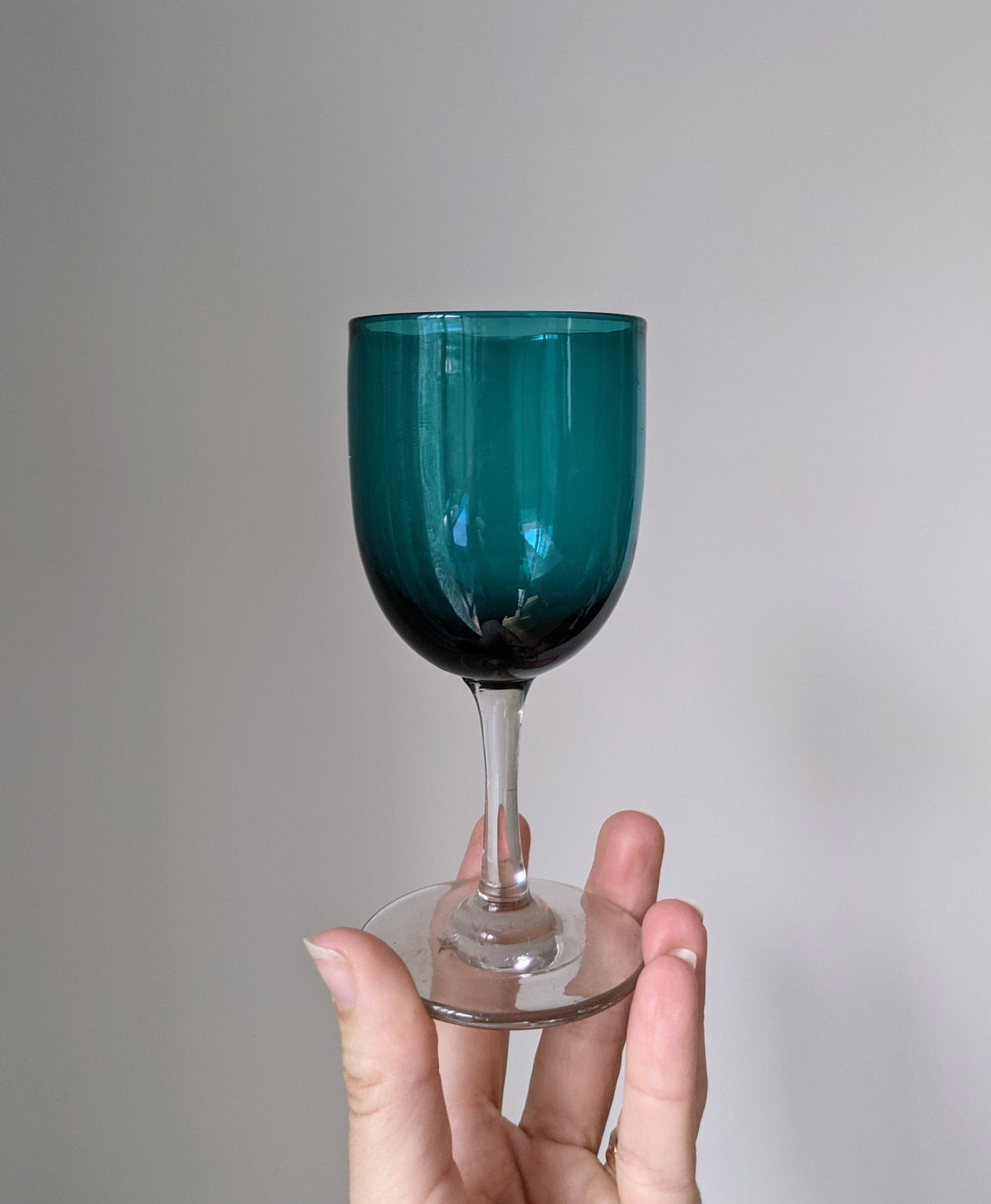 Set of 4 antique Victorian teal wine glasses Etsy
