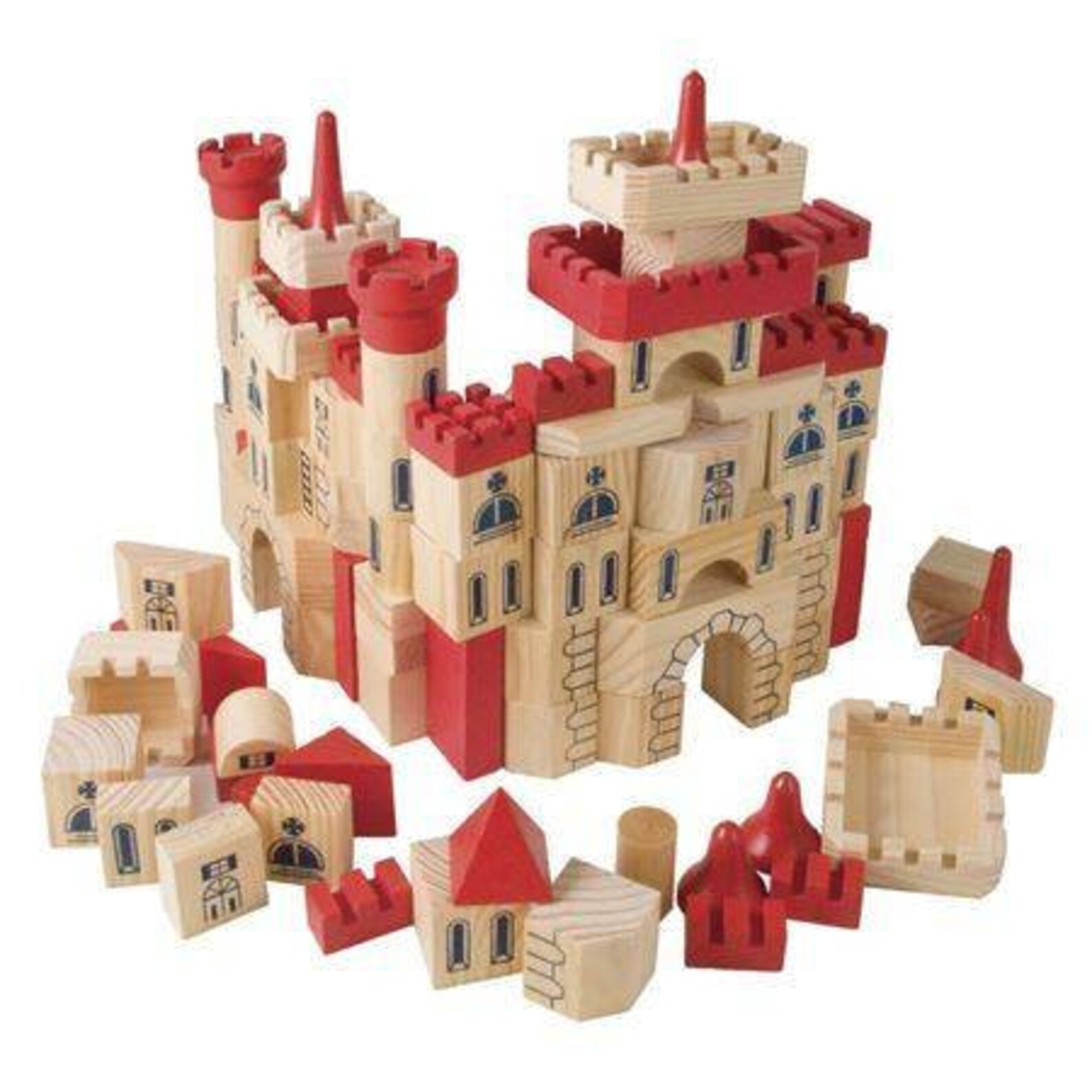 Vintage Playmakers wooden castle blocks children's toy Etsy