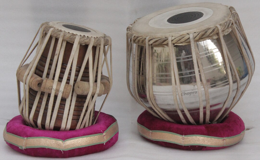 Tabla Set Nickel Plated Brass Bayan Handmade Dayan+ Hammer+ Rings & Box ...