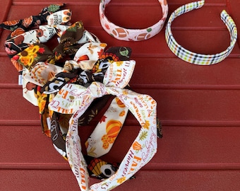 Fall Cotton Headband: Thanksgiving Bow Hair Accessory