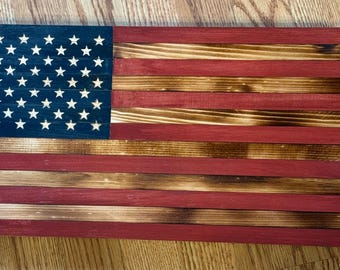 Handmade Rustic Wooden American Flag: Indoor/Outdoor Wall Decor