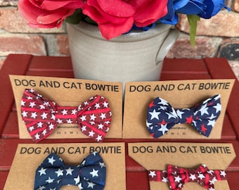 Patriotic Pet Bow Tie: July 4th Star Dog/Cat Attire