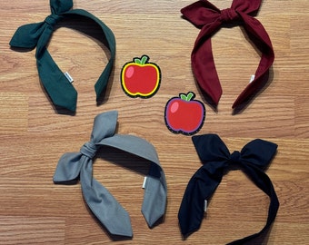 School Uniform Headband: Top Bow, Cotton Hair Accessory
