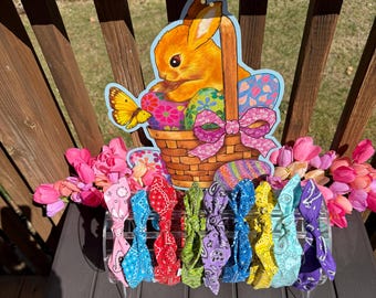 Bandana Print Topknot Headband: Spring Colors, Adjustable Bow