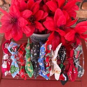 Holiday Bow Headband: Festive Christmas Prints, Adjustable Fit