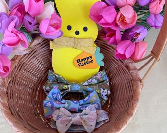 Spring Easter Pet Bow Tie: Floral Cotton Dog & Cat Collar Accessory