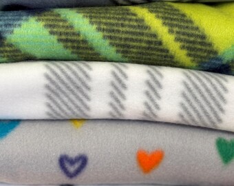 Embroidered 'Good Dog' Fleece Blanket: Plaid & Hearts Pet Gift