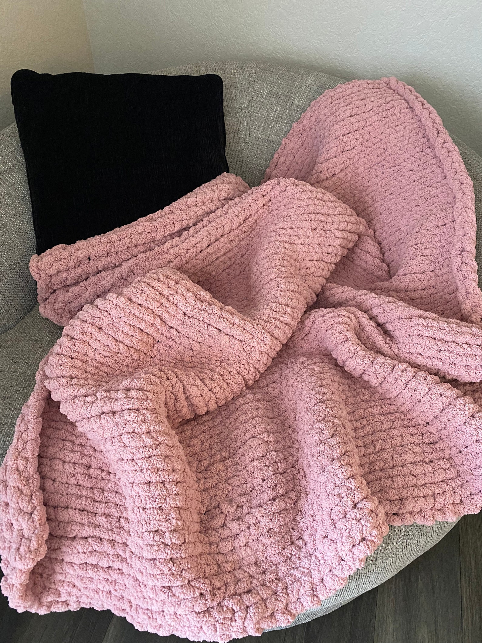 Blush Pink Chunky Knit Blanket Cozy Warm Blanket Knitted | Etsy