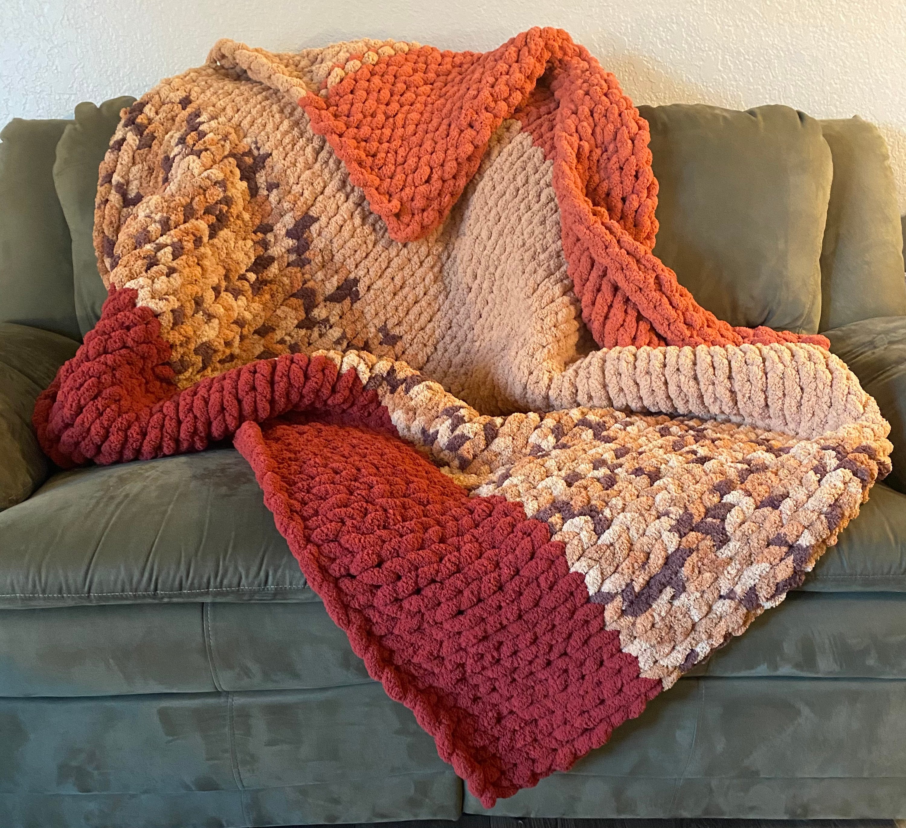 Fall Colored Chunky Knit Blanket Cozy Warm Blanket Knitted - Etsy