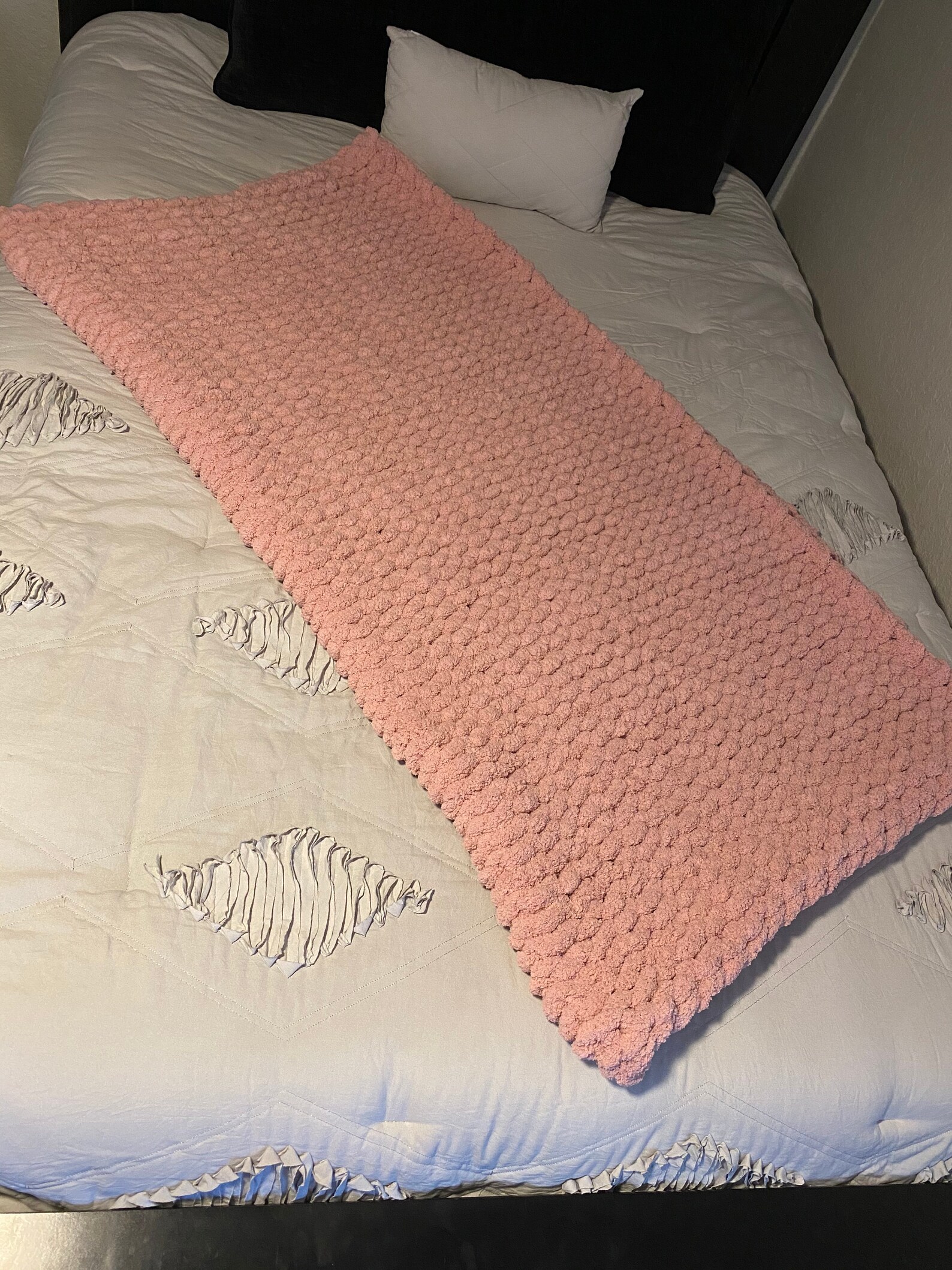 Blush Pink Chunky Knit Blanket Cozy Warm Blanket Knitted Etsy