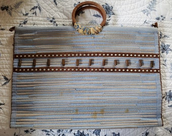 Bolso único azul y marrón