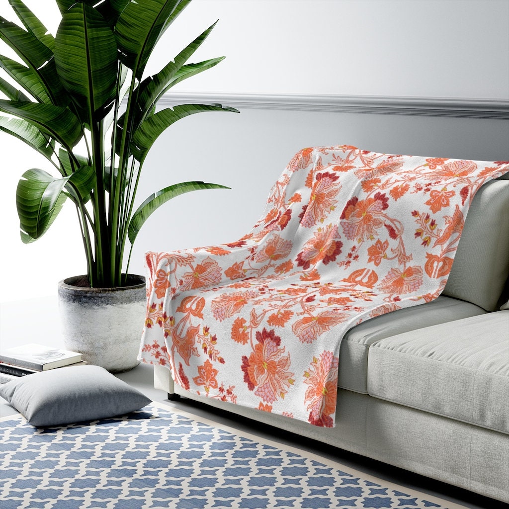 Floral Plush Throw Blanket Etsy