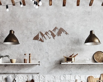 Mountains Metal Wall Art: Steel Mountain Range Sign