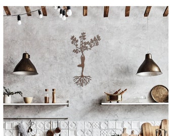 Yoga Tree Metal Wall Art: Rooted Pose Decor