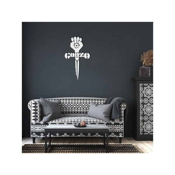 Arte de pared de metal con el puño de Gonzo: decoración inspirada en Hunter Thompson