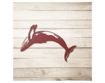 Whale Metal Wall Art: Ocean Home Decor, Powder Coated Steel
