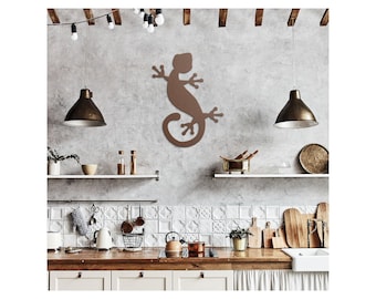 Metal Gecko Wall Art: Tropical Lizard Sculpture, Indoor Outdoor Decor