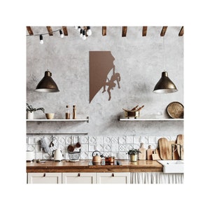 female climber, metal wall art, climbing metal art