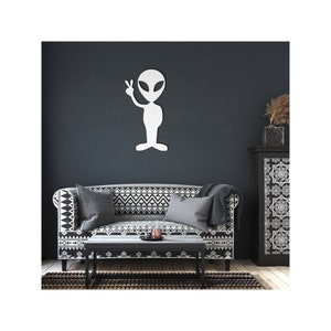 alien wall decor, alien metal wall art, alien wall hanging, alien metal art, space decor, alien peace