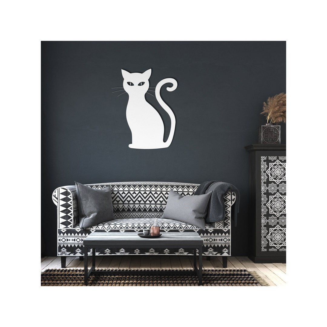 Metal Cat Art, Cat Metal Hang, Metal Cat Decor, Cat Wall Sculpture, Cat